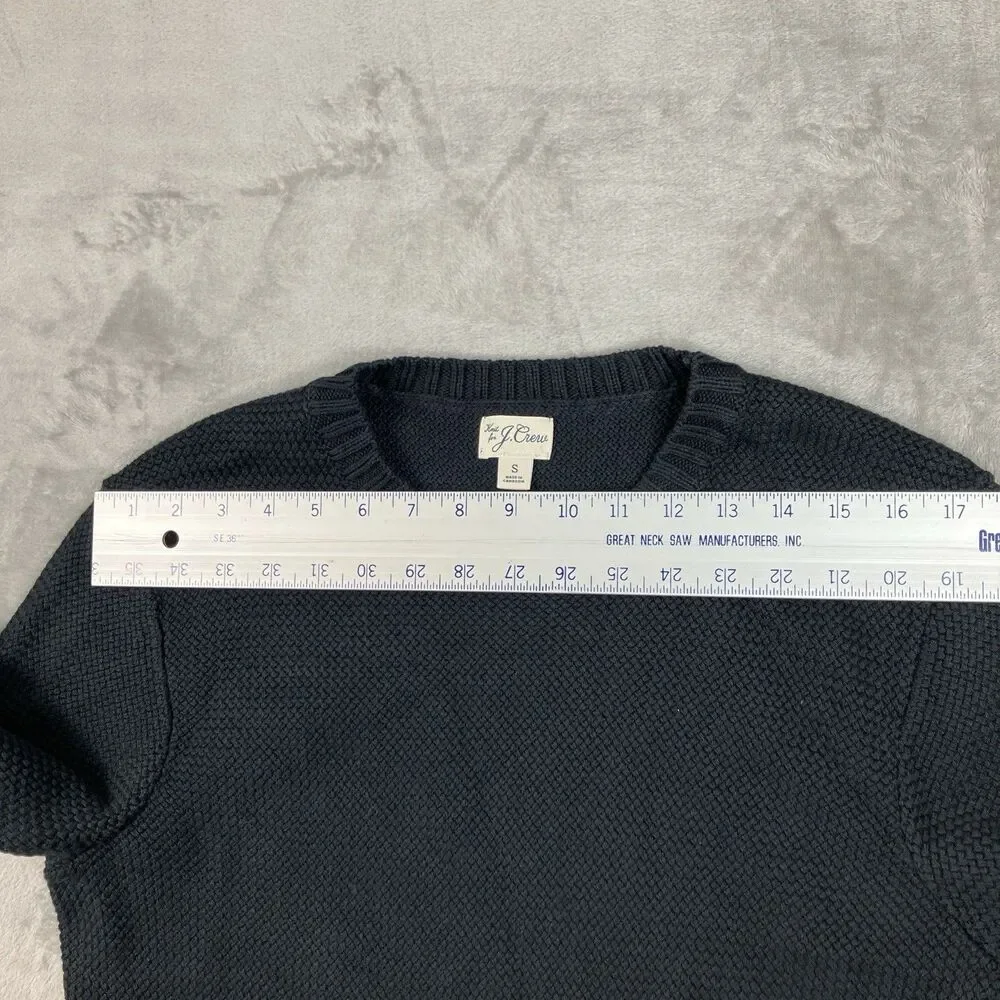 J Crew Sweater Mens S Black Premium Basket-stitch Crewneck Cotton Preppy Fall